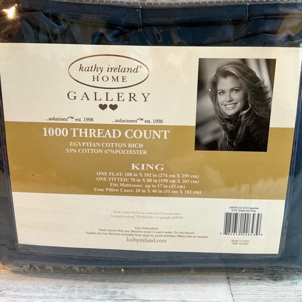 Kathy Ireland 6-Pc King Size 1000 tct Egyptian Cotton Blend Sheet Set - Picture 6 of 6